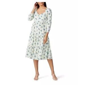 Sweet Baby Jamie Floral Midi Sweetheart Neck Dress L Ditsy Cottagecore Prairie